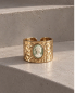 Preview: Damenring Gehämmert, Bandring Gold, Breiter Goldring Damen, Statement Ring, Barock Schmuck, Cameo Grün, Geburtstagsgeschenk, Gift for Her